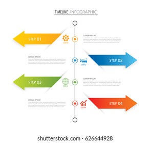 Modern 4 step infographic design template.Vector can be used for timeline workflow layout, diagram, number step up options, web design ,annual report