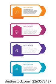 Modern 4 step rectangular infographic design abstract step lable with elements.can be used for workflow layout, diagram, number options, icons for 4 options, web design. illustration ,EPS 10