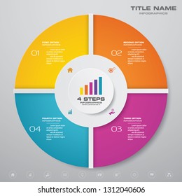 Modern 4 Steps Cycle Chart Infographics Elements. EPS 10.	