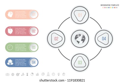 Modern 4 steps presentation business infographics template, Set of infographic elements.