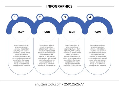 Modern 4 Steps presentation Infographics Design Template - Graph, Pie chart, workflow layout, squire diagram, brochure, report, presentation, web design. Editable Vector illustration