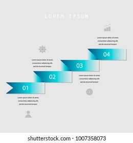 Modern 4 steps process. Simple and editable abstract design element. EPS10.