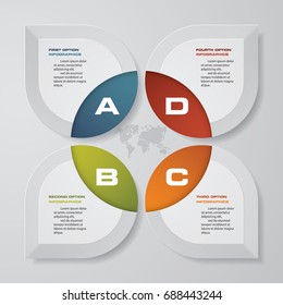 Modern 4 steps process. Simple&Editable abstract design element. EPS10.