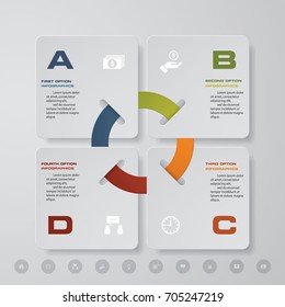 Modern 4 steps process. Simple&Editable abstract design element. EPS10.