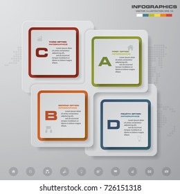 Modern 4 steps process. Simple&Editable abstract design element. EPS10.