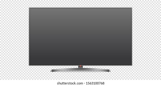 Modern 4K smart tv, isolated on transparent background. Vector illustration.