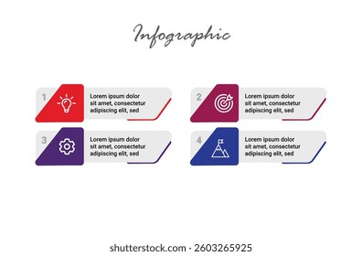 Modern 4-Step Infographic for Presentation, Process, Brochure, and Banner Design