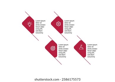 Modern 4-Step Infographic Template for Business Strategy, Marketing Plans, and Data Flow, Clean and Professional Vector.