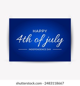 Modern  4th of july Independence day handwritten typography sparkle firework text USA blue background banner