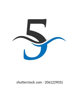 Modern 5 Logo Design for business and company identity. 5 letter with luxury concept