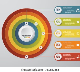 Modern 5 options presentation business infographics template. EPS 10.