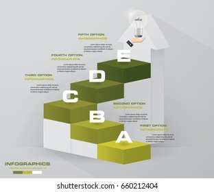 Modern 5 step with stair and arrow infographics. EPS10