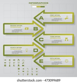 Modern 5 steps arrow template / can be used for infographics / numbered banners