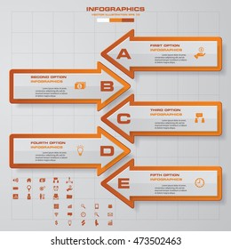 Modern 5 steps arrow template / can be used for infographics / numbered banners
