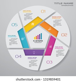 Modern 5 steps cycle chart infographics elements. EPS 10.	
