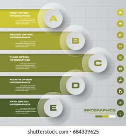 Modern 5 steps process. Simple&Editable abstract design element. EPS10.