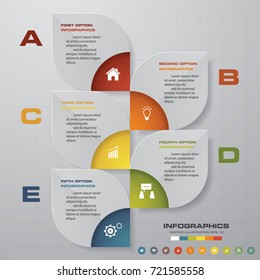 Modern 5 steps process. Simple&Editable abstract design element. EPS10.