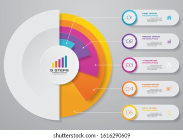 Modern 5 steps simple&editable process chart infographics element. EPS 10.	
