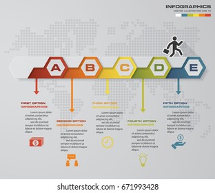 Modern 5 steps timeline presentation infographics element. 5 steps presentation template. EPS10.