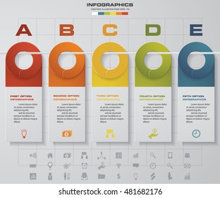 Modern 5 steps timeline template. Graphic or website layout. EPS10.