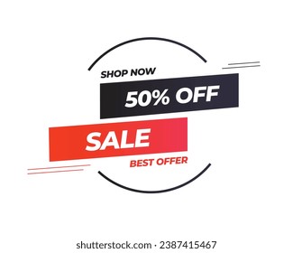 Modern 50% off, sale sign. business best offer banner icon design. EPS 10 shop now vector art