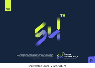 Modern 54th Anniversary Celebration with Gradient Number and Minimalist Design for Corporate or Startup Branding