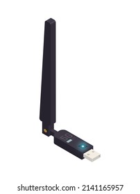 Icono moderno de tecnología de comunicación 5g con Internet inalámbrico isométrico adaptador usb vectorial ilustración