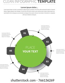 A modern 5-option infographic chart in green and dark color with description