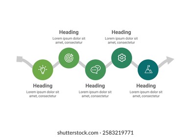 Modern 5-Step Infographic Circle for Presentations, Flow Charts, and Business Strategy. Editable Vector for Clear Visuals.