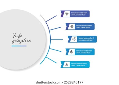 Moderna línea de tiempo de infografía de 5 pasos: Plantilla de Vector limpio para presentaciones de Profesional