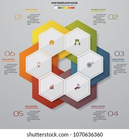 Modern 6 options presentation business infographics template. EPS 10.