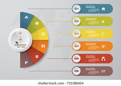 Modern 6 options presentation business infographics template. EPS 10.