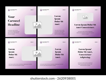 Modern 6 page carousel banner template design. Microblog social media carousel. Six page carousel in portrait frame, seamless, minimalist style with gradient theme