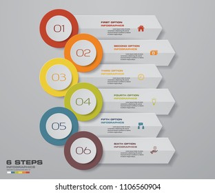 Moderna infografía de flecha de 6 pasos para su idea y presentación. EPS 10.