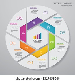 Modern 6 steps cycle chart infographics elements. EPS 10.	