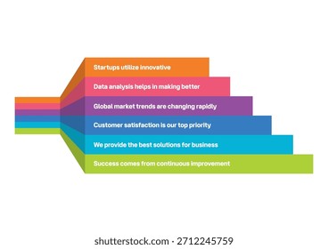 Plantilla infográfica Horizontal moderna de 6 pasos para presentación empresarial