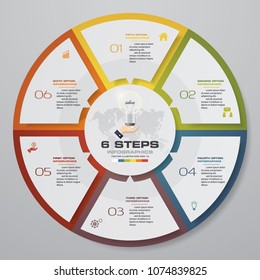 Modern 6 steps process. Simple&Editable abstract design element. EPS10.