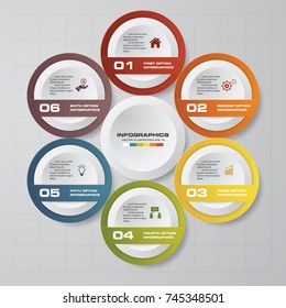 Modern 6 steps process. Simple&Editable abstract design element. EPS10.