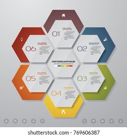 Modern 6 steps process. Simple&Editable abstract design element. EPS10.