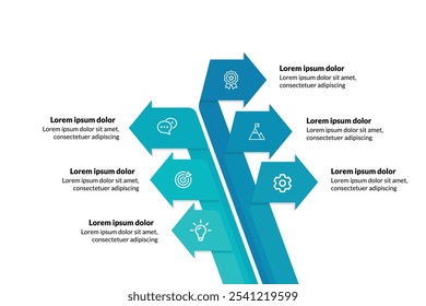 Modern 6-Step Business Timeline Infographic with Journey Concept, Professional Presentation Vector Template