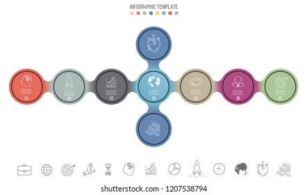 Modern 7 steps presentation business infographics template, infographic elements.