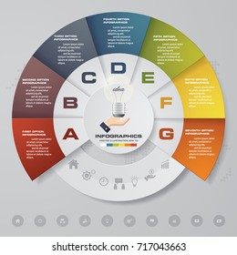 Modern 7 steps process. Simple&Editable abstract design element. EPS10.