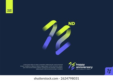 Modern 72nd Anniversary Celebration with Gradient Number and Minimalist Design for Corporate or Startup Branding