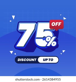 Modern 75% discount label with clean blue tones. Great for flash sales, seasonal offers, and ecommerce marketing.
