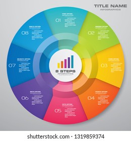 Modern 8 steps cycle chart infographics elements. EPS 10.	