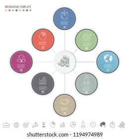Modern 8 steps presentation business infographics template, infographic elements.