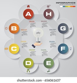 Modern 8 steps process. Simple&Editable abstract design element. EPS10.
