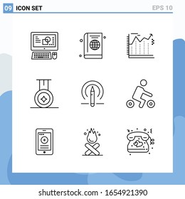 Modern 9 Line style icons. Outline Symbols for general use. Creative Line Icon Sign Isolated on White Background. 9 Icons Pack.