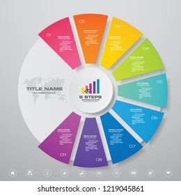 Modern 9 Steps Cycle Chart Infographics Elements. EPS 10.