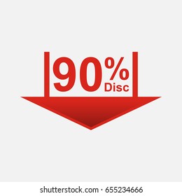 modern 90% discount icon with down arrow